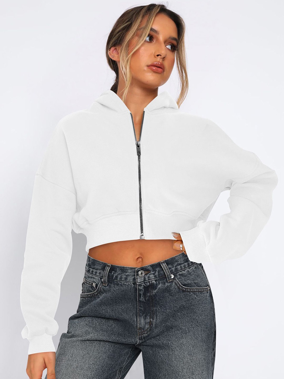 

StyleCast x Revolte Women Lightweight Crop Open Front Jacket, Off white