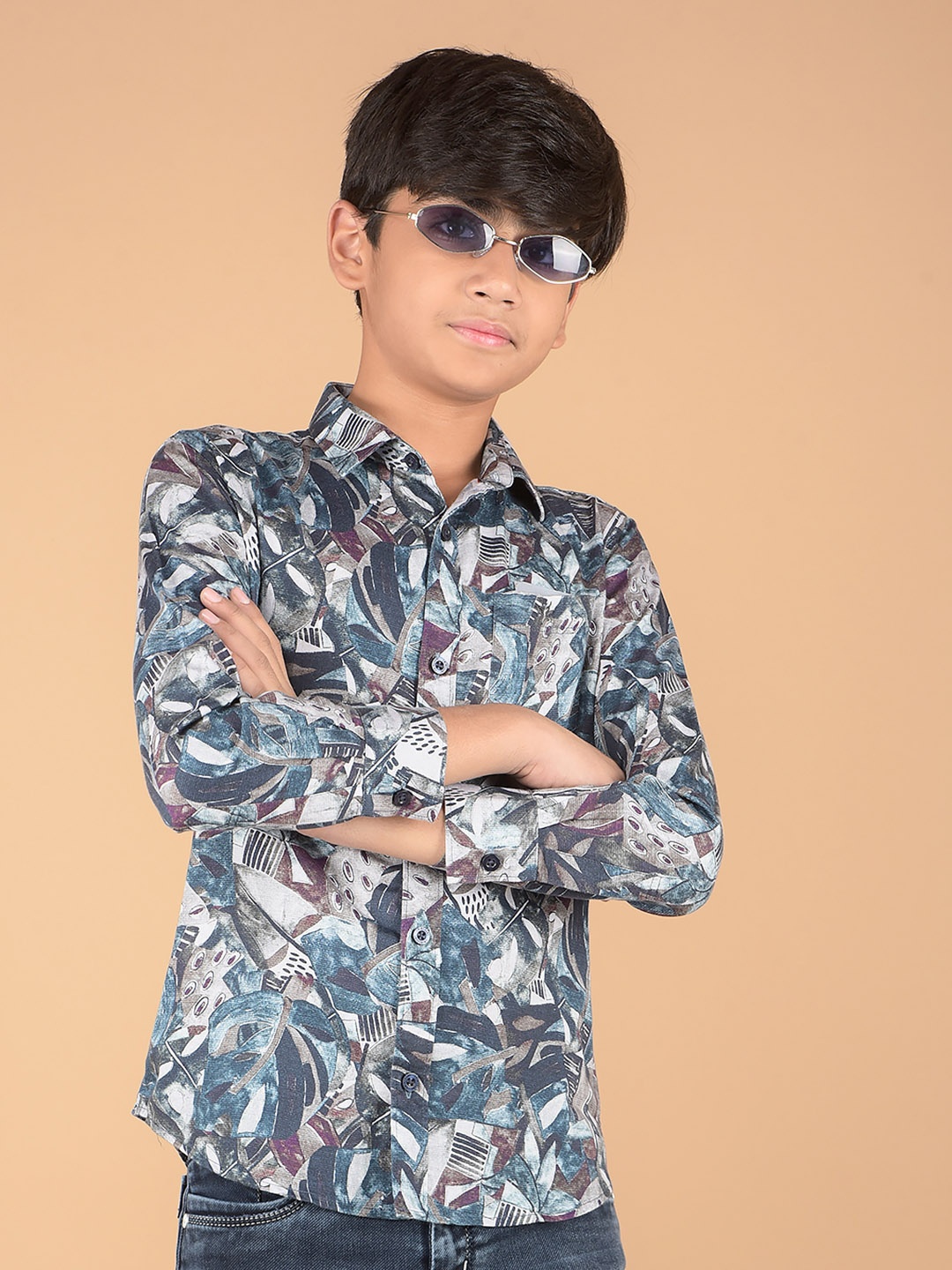 

Crimsoune Club Boys Premium Slim Fit Floral Opaque Printed Casual Shirt, Multi