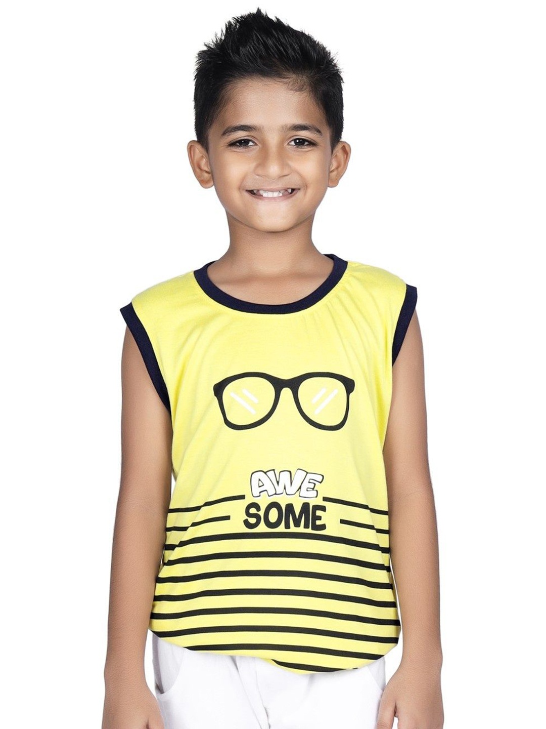 

CRAZYPENGUIN ELITE Boys Graphic Printed Round Neck Cotton T-shirt, Yellow