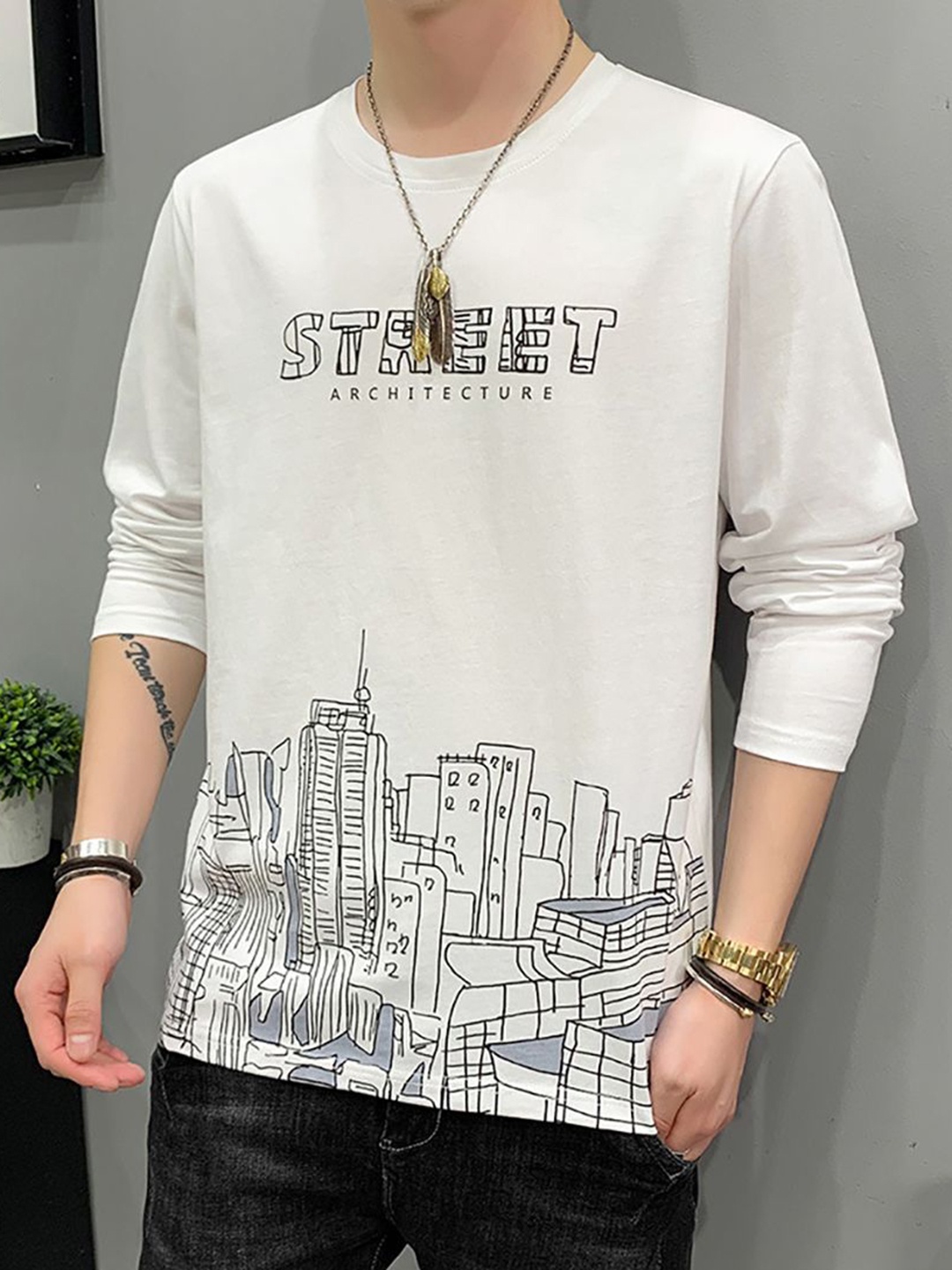 

StyleCast x Revolte Men Printed T-shirt, White