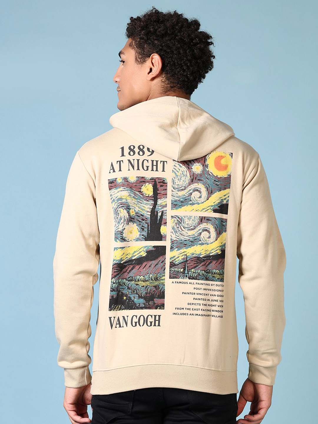 

V-Mart Men Printed Hooded Sweatshirt, Beige