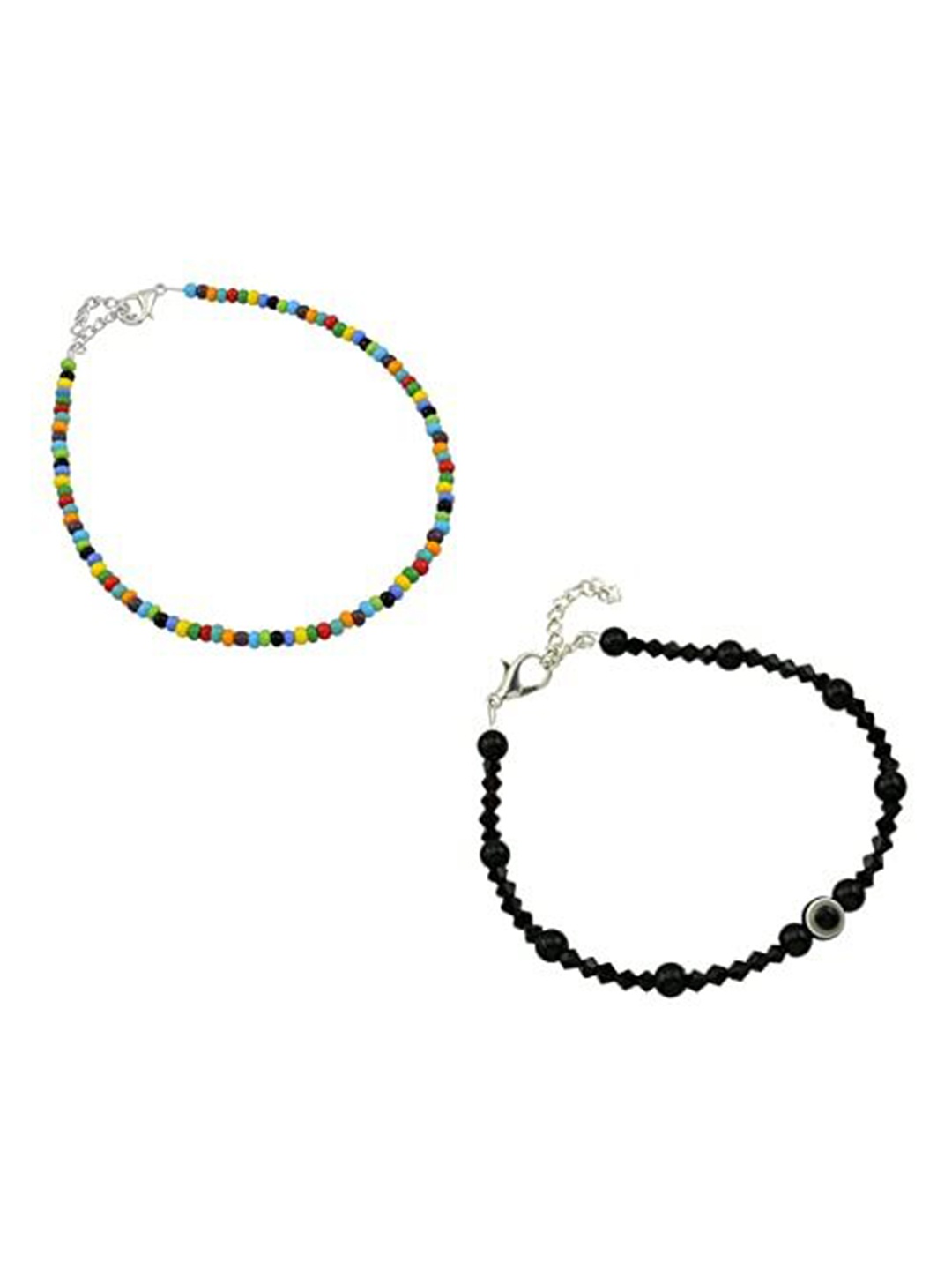 

HIGH TRENDZ Women Set of 2 Anklets, Black
