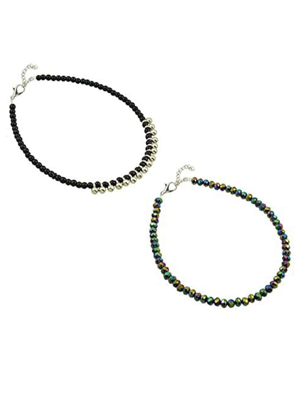 

HIGH TRENDZ Women Set of 2 Anklets, Black