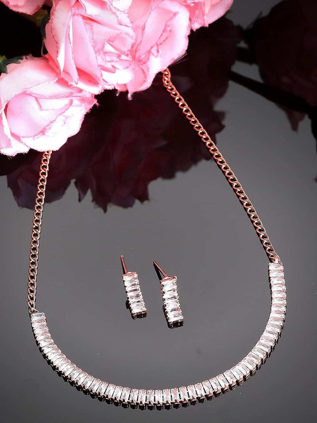 

RHOSYN Gold Plated AD Studded Jewellery Set, Rose gold