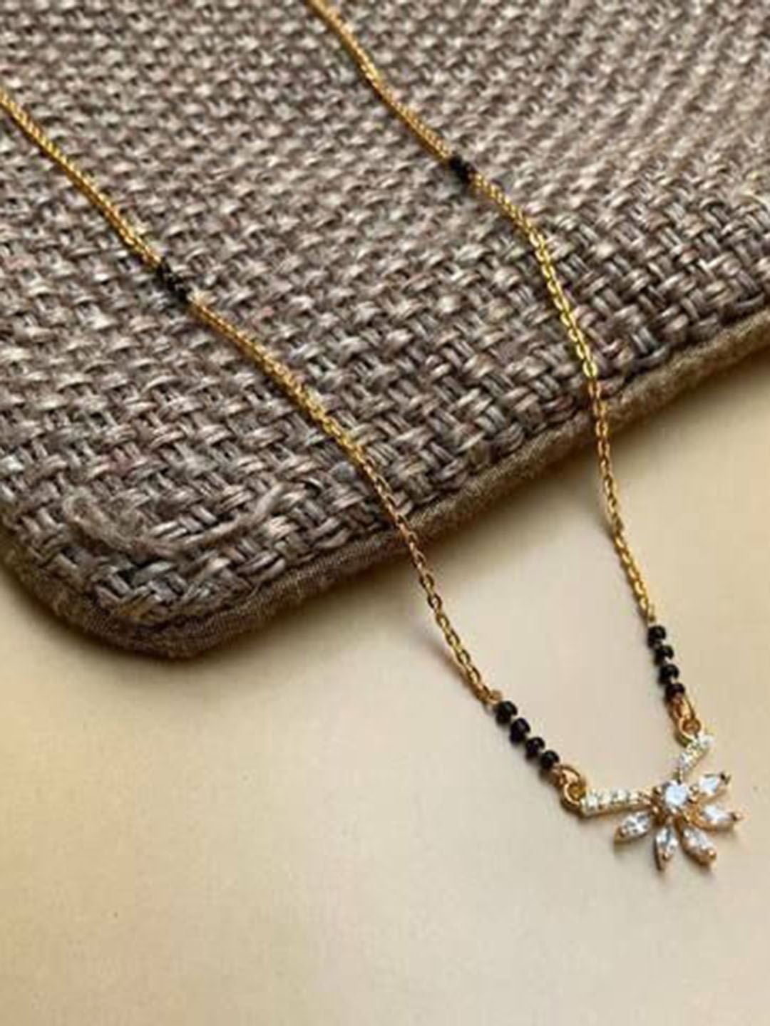 

Wynona Gold-Plated Artificial Stones and Beads Mangalsutra
