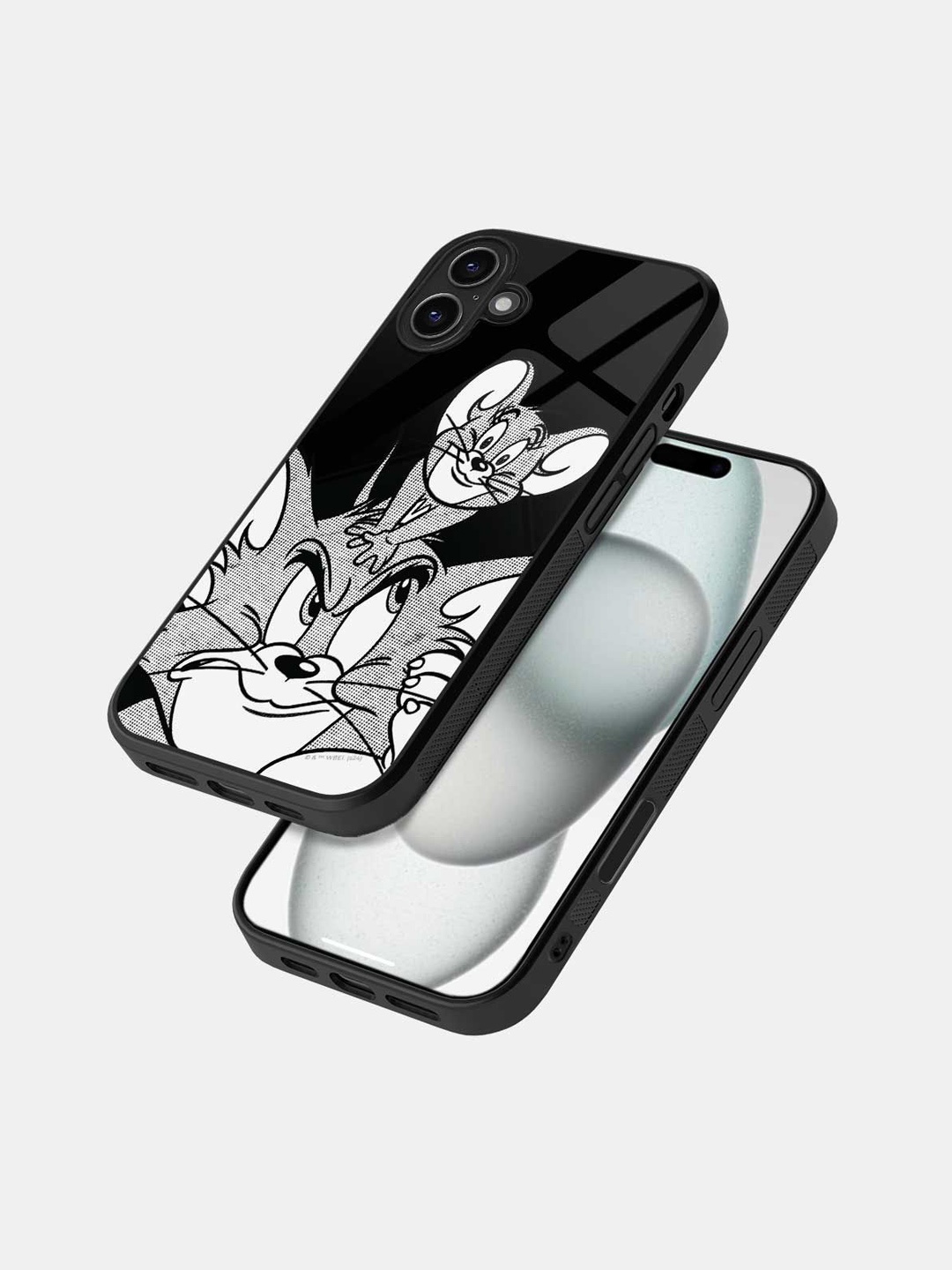 

macmerise Cartoon Characters Printed iPhone 16 Bumper Case Mobile Accessories, Black