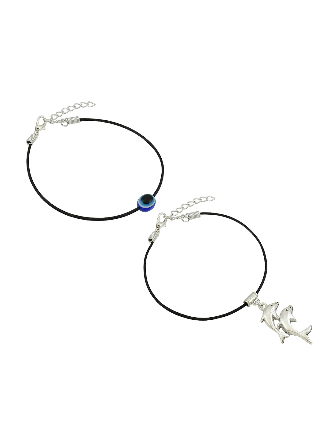 

HIGH TRENDZ Women Set of 2 Anklets, Black