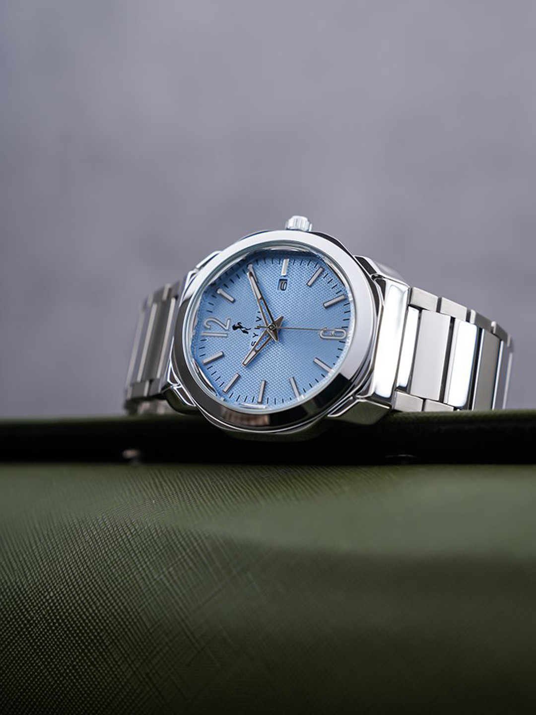 

Sylvi Men Patterned Dial Analogue Multi Function Watch ELY-LightBlue-Silver, Blue