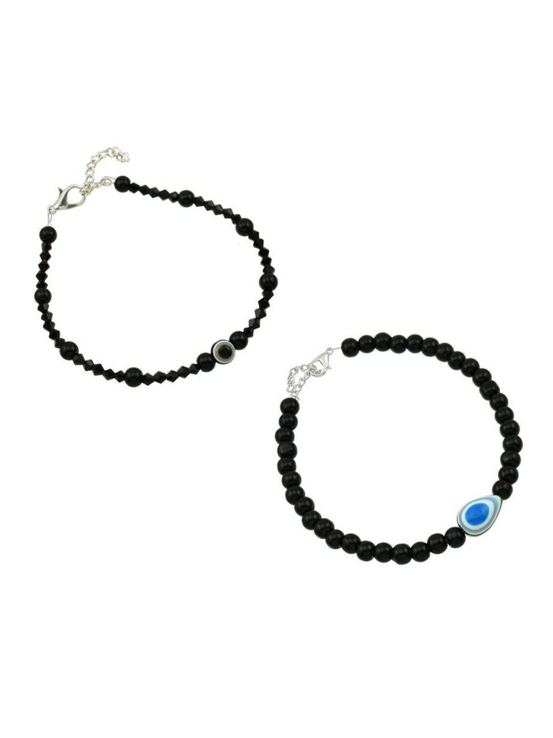 

HIGH TRENDZ Women Set of 2 Anklets, Black