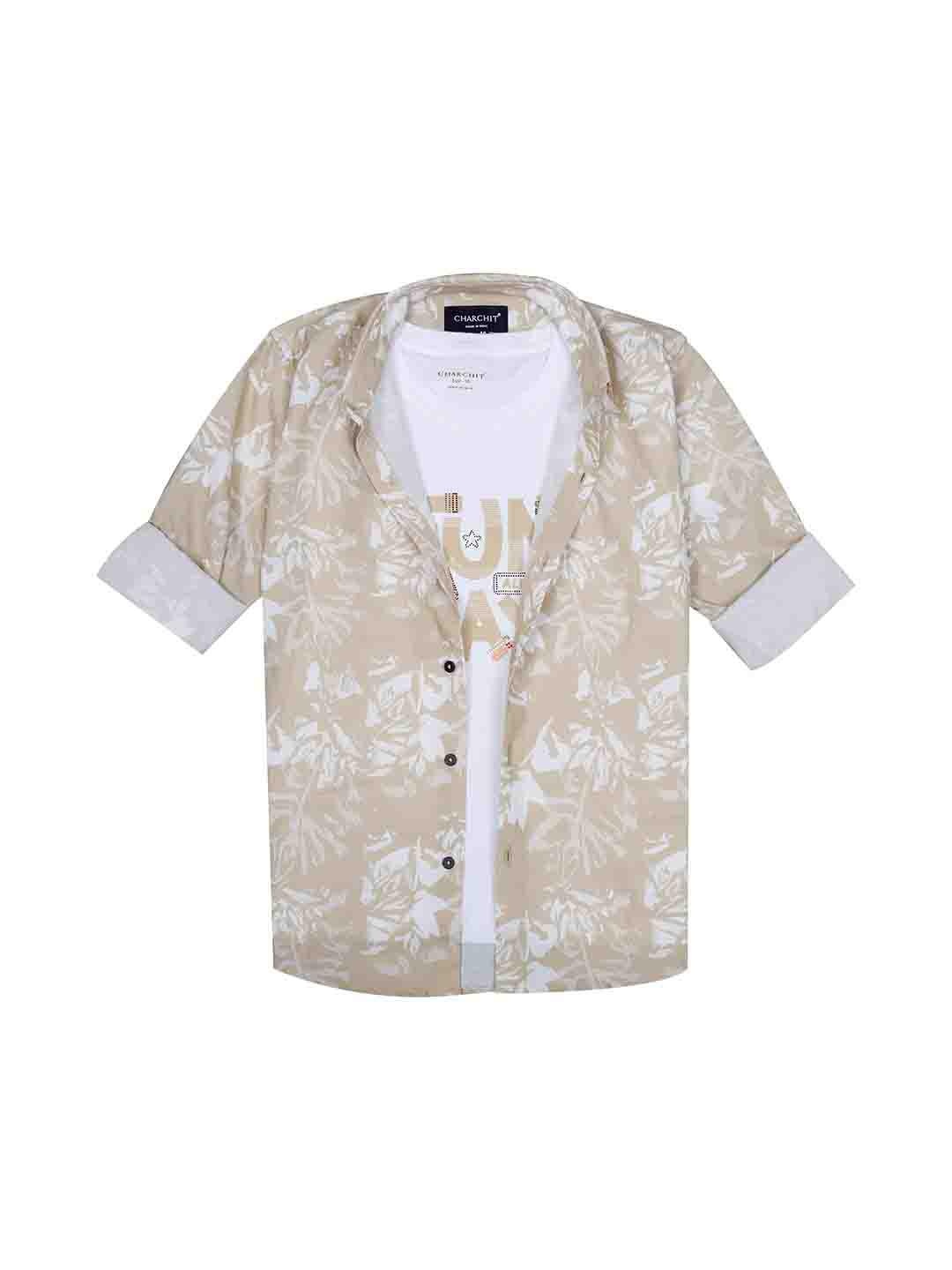 

CHARCHIT Boys Comfort Opaque Printed Casual Shirt, Mustard