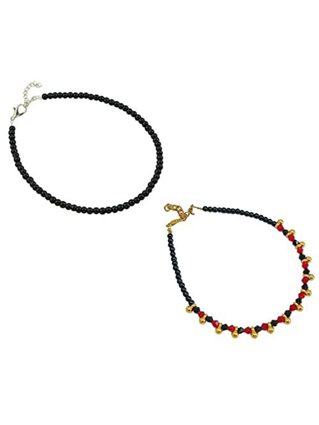 

HIGH TRENDZ Women Set of 2 Anklets, Black