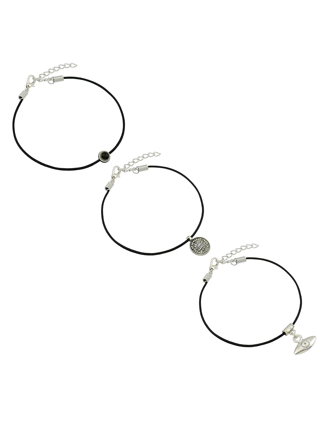 

HIGH TRENDZ Women Set of 2 Anklets, Black