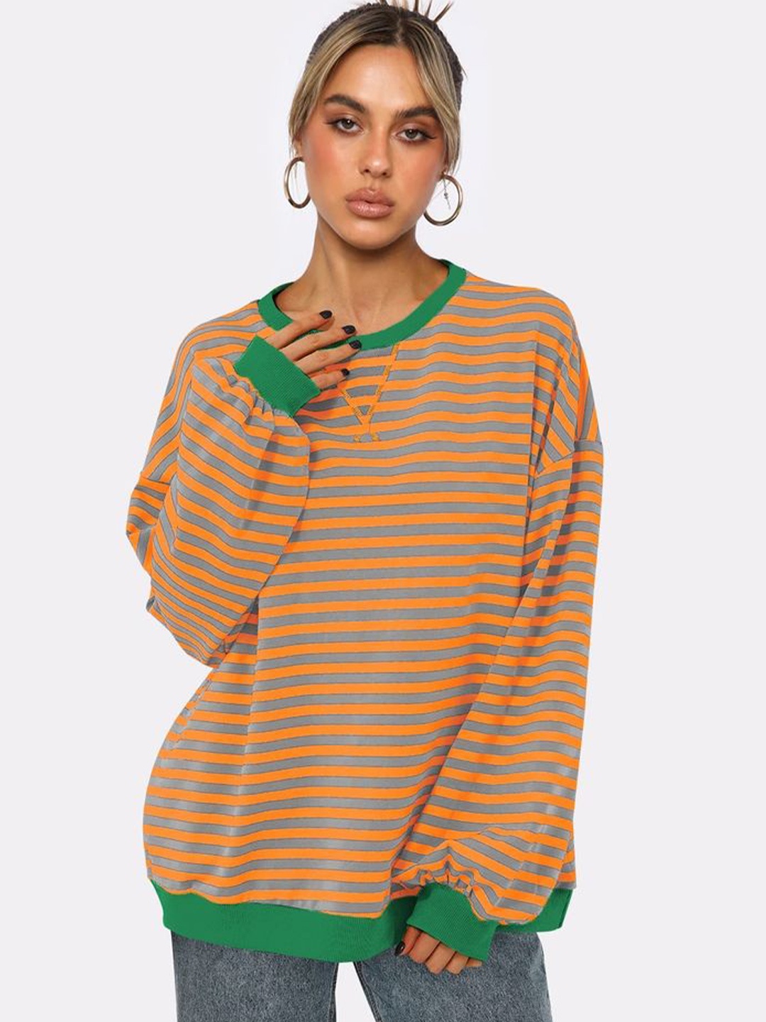 

LULU & SKY Striped Extended Sleeves Top, Multi