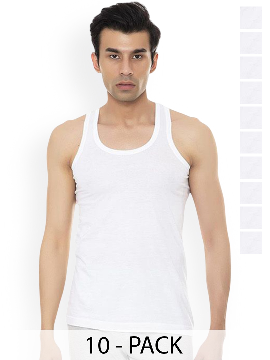 

AMUL COMFY Pack Of 10 Pure Cotton Basic Vests Comfy-White-RN-10-90