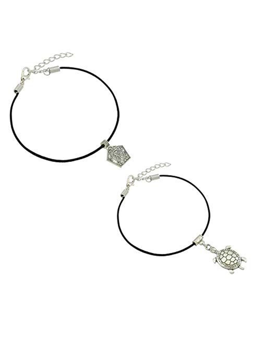 

HIGH TRENDZ Women Set of 2 Anklets, Black