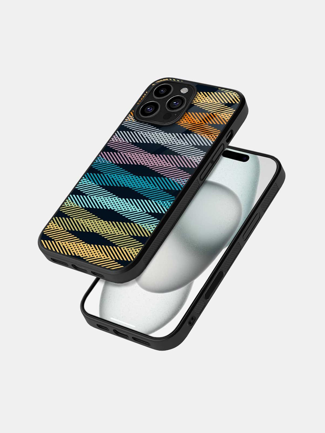

macmerise Geometric Printed iPhone 16 Pro Max Bumper Case Mobile Accessories, Black