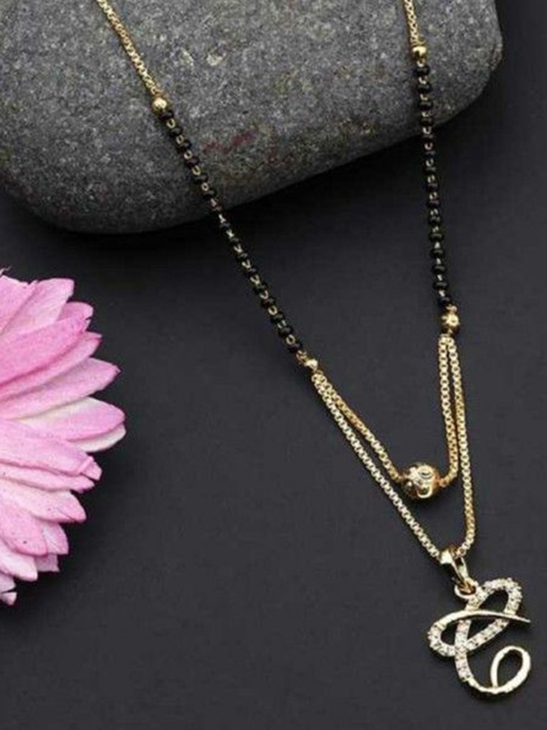 

Wynona Gold-Plated Artificial Beads Mangalsutra