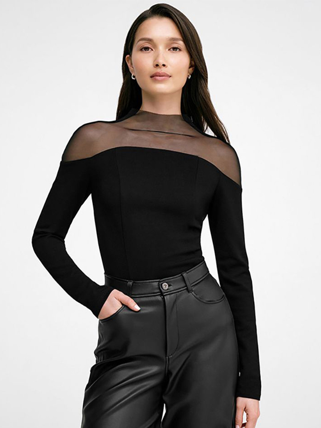 

StyleCast x Revolte Halter Neck Bardot Top, Black
