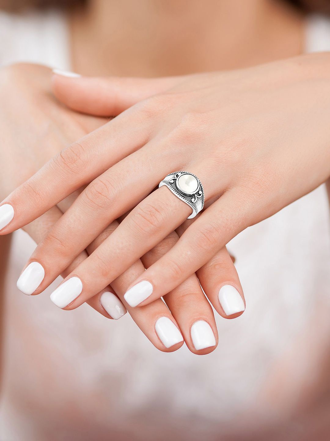 

LeCalla 925 Sterling Silver-Plated Beaded Finger Ring