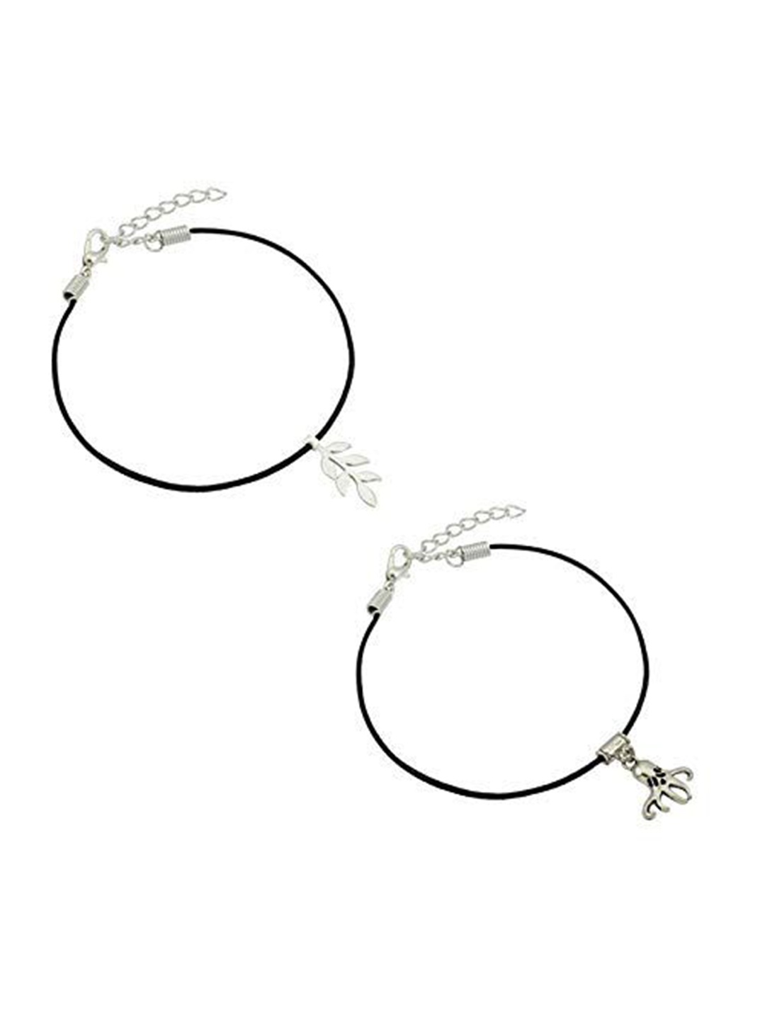 

HIGH TRENDZ Women Set of 2 Anklets, Black