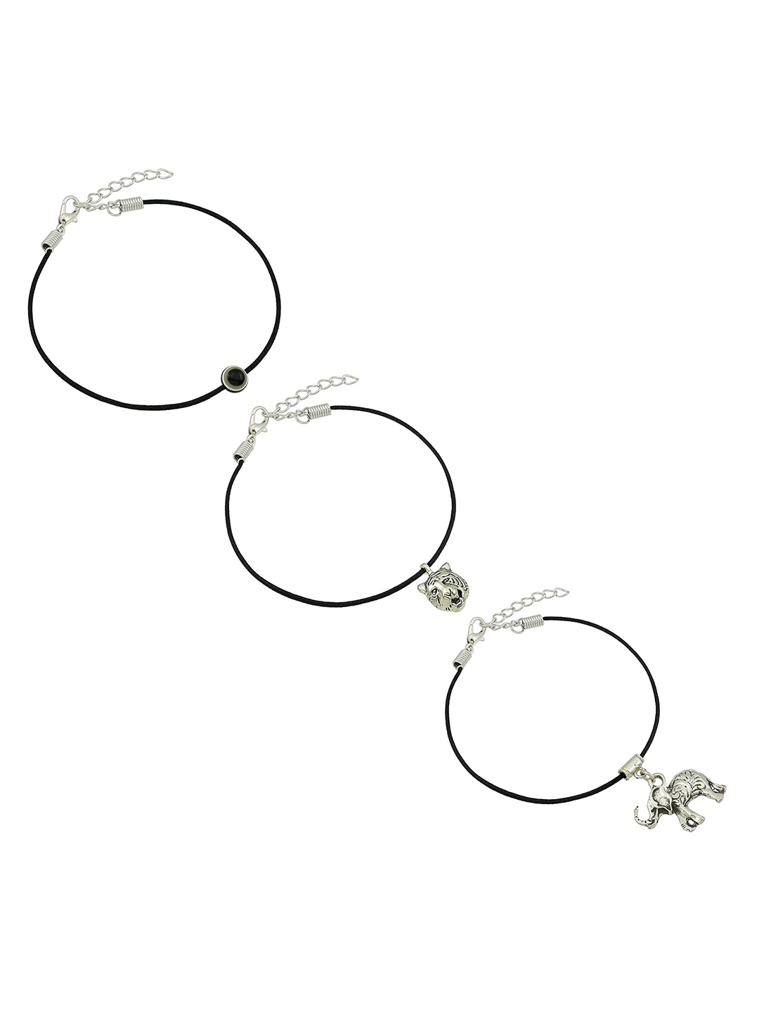 

HIGH TRENDZ Women Set of 3 Anklets, Black