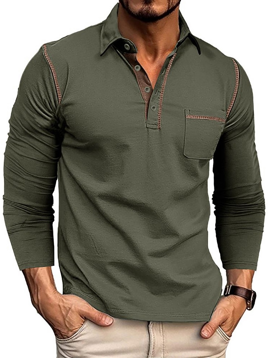 

StyleCast x Revolte Men Polo Collar T-shirt, Green