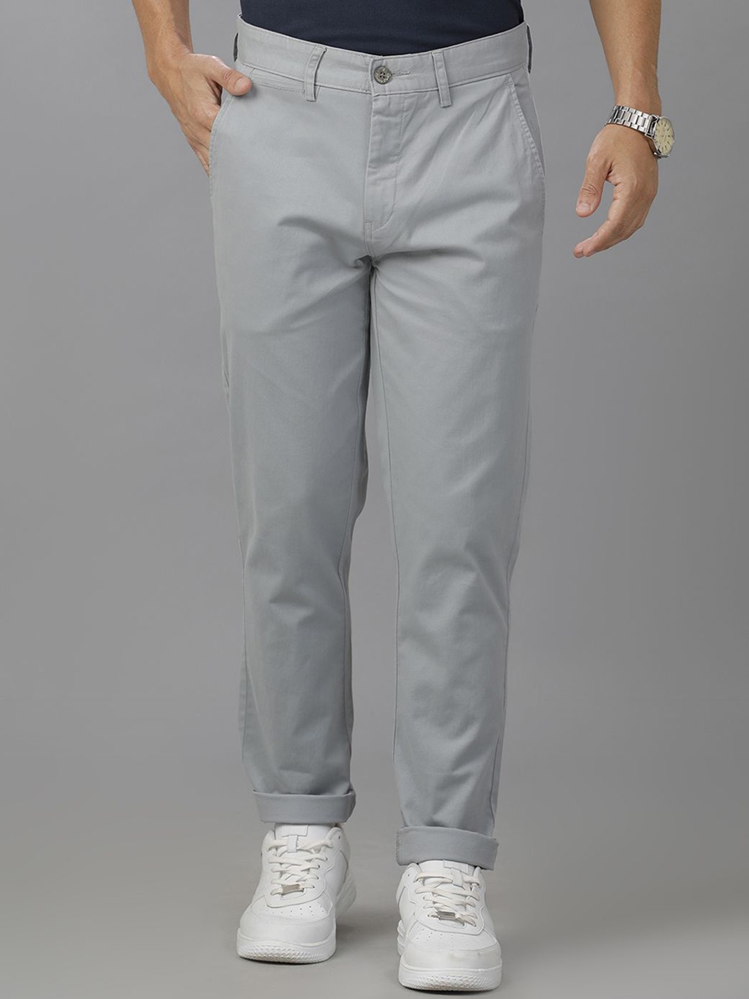 

Double Two Men Slim Fit Chinos Trousers, Grey