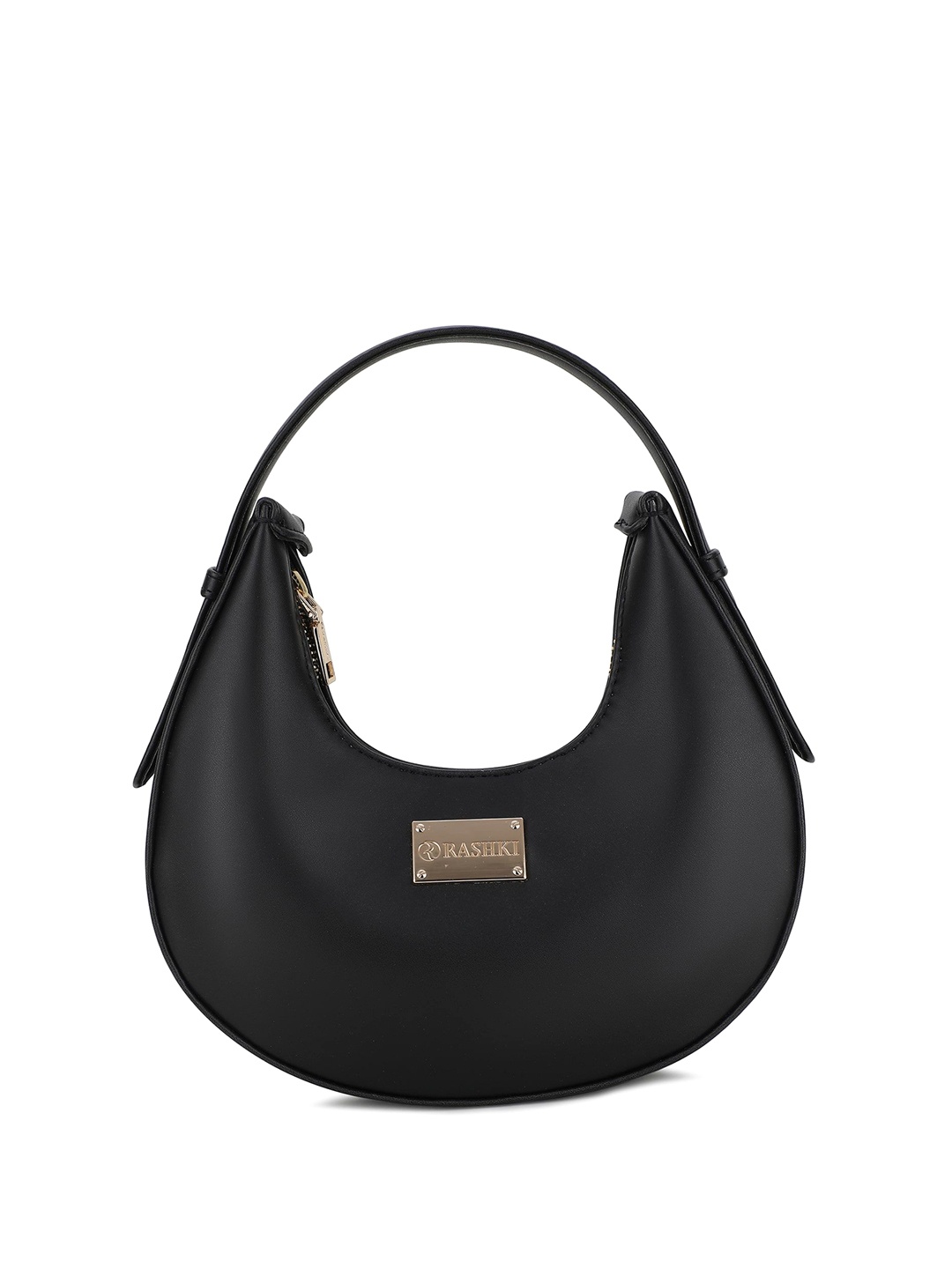 

RASHKI PU Half Moon Handheld Bag, Black