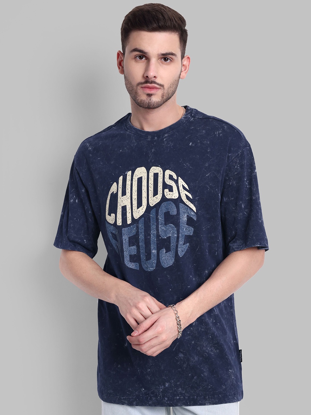 

The Roadster Lifestyle Co. Graphic Printed Pure Cotton Relaxed Fit Tshirt, Blue