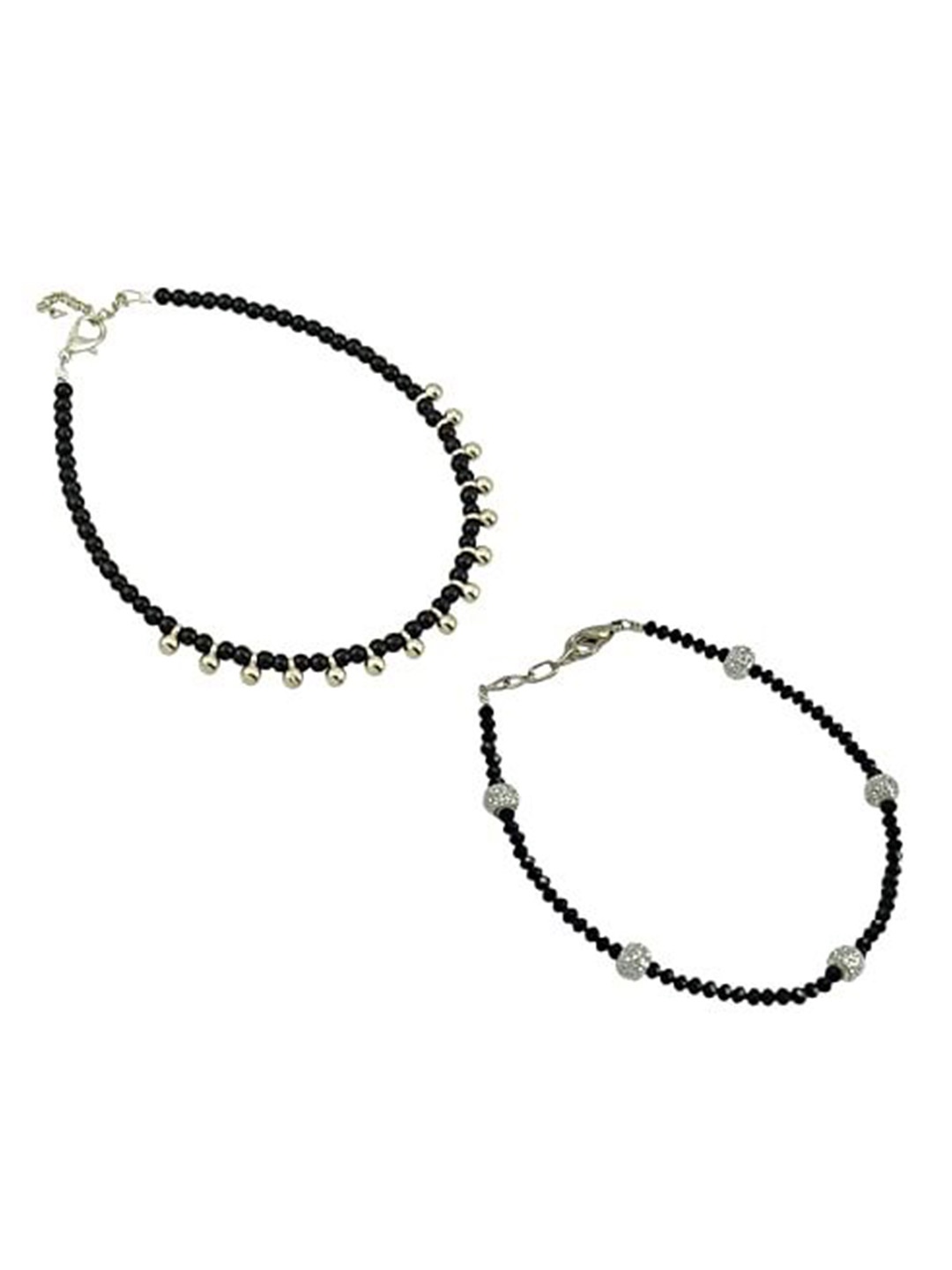 

HIGH TRENDZ Women Set of 2 Anklets, Black
