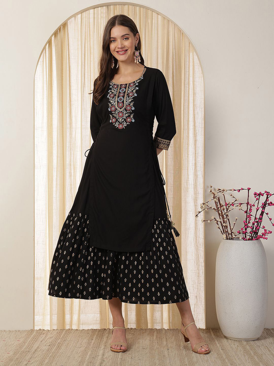 

Anouk A-Line Midi Dress, Black