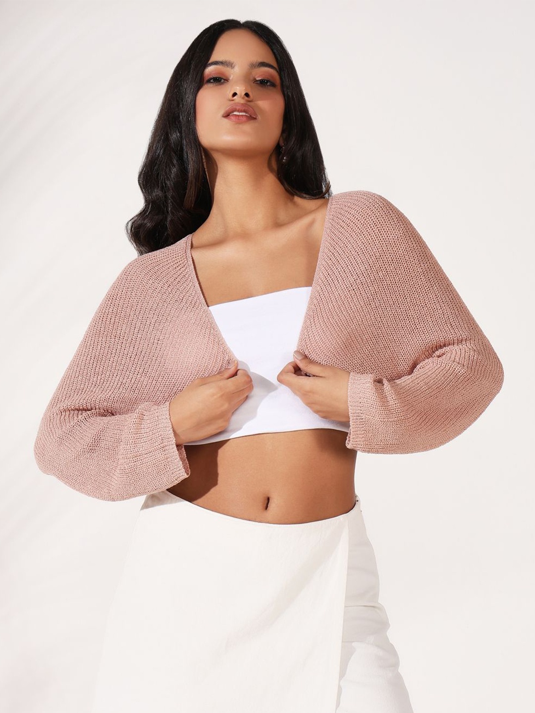 

SHOWOFF Women Crop Shrug, Peach