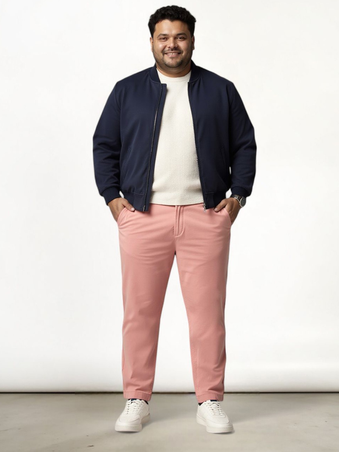 

The Pant Project Men Plus Size Comfort Slim Fit Chinos Trousers, Coral