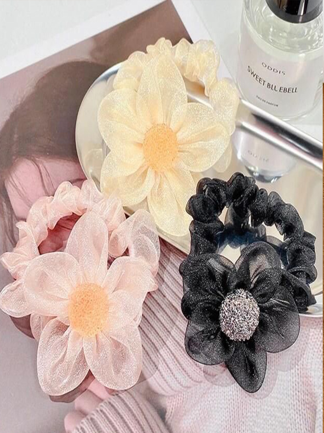

Radhya Accessories Women Set of 2 Ponytail Holders, Pink