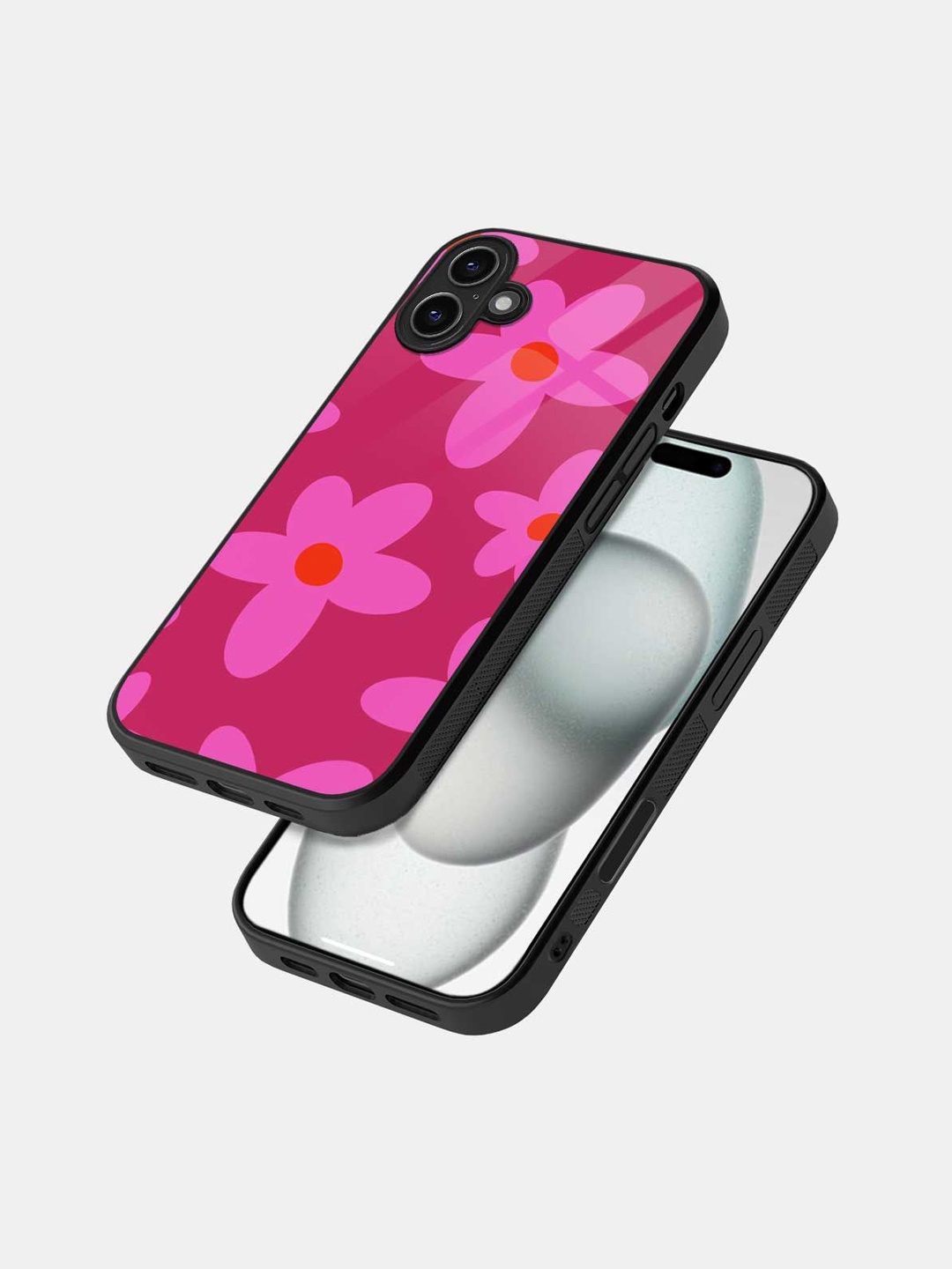 

macmerise Floral Printed iPhone 16 Pro Bumper Case Mobile Accessories, Black
