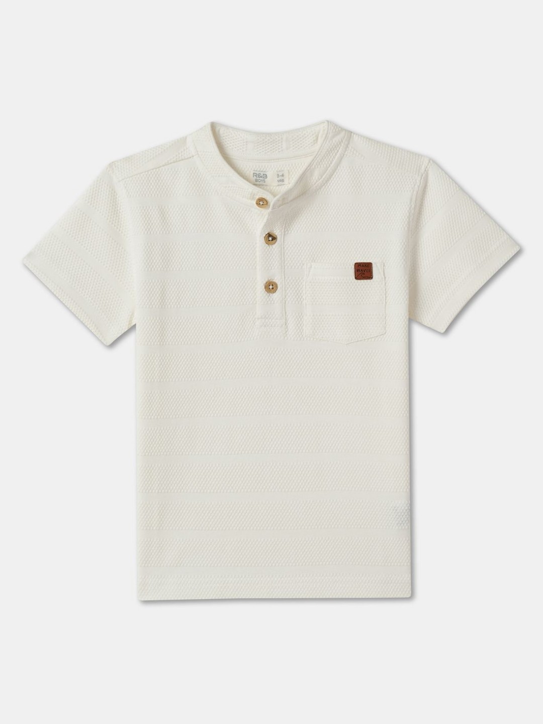 

R&B Boys Mandarin Collar Pockets T-shirt, White