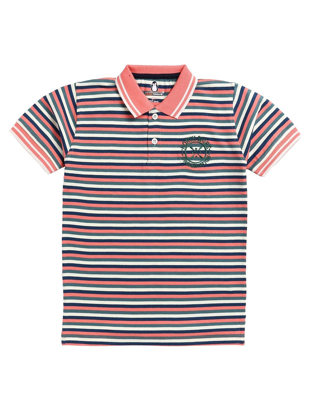 

CRAZYPENGUIN ELITE Boys Striped Polo Collar T-shirt, Navy blue