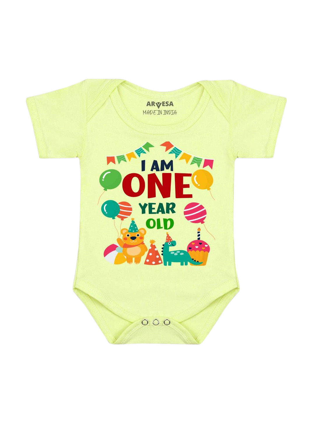 

Arvesa Infants Printed Short Sleeve Bodysuit, Yellow