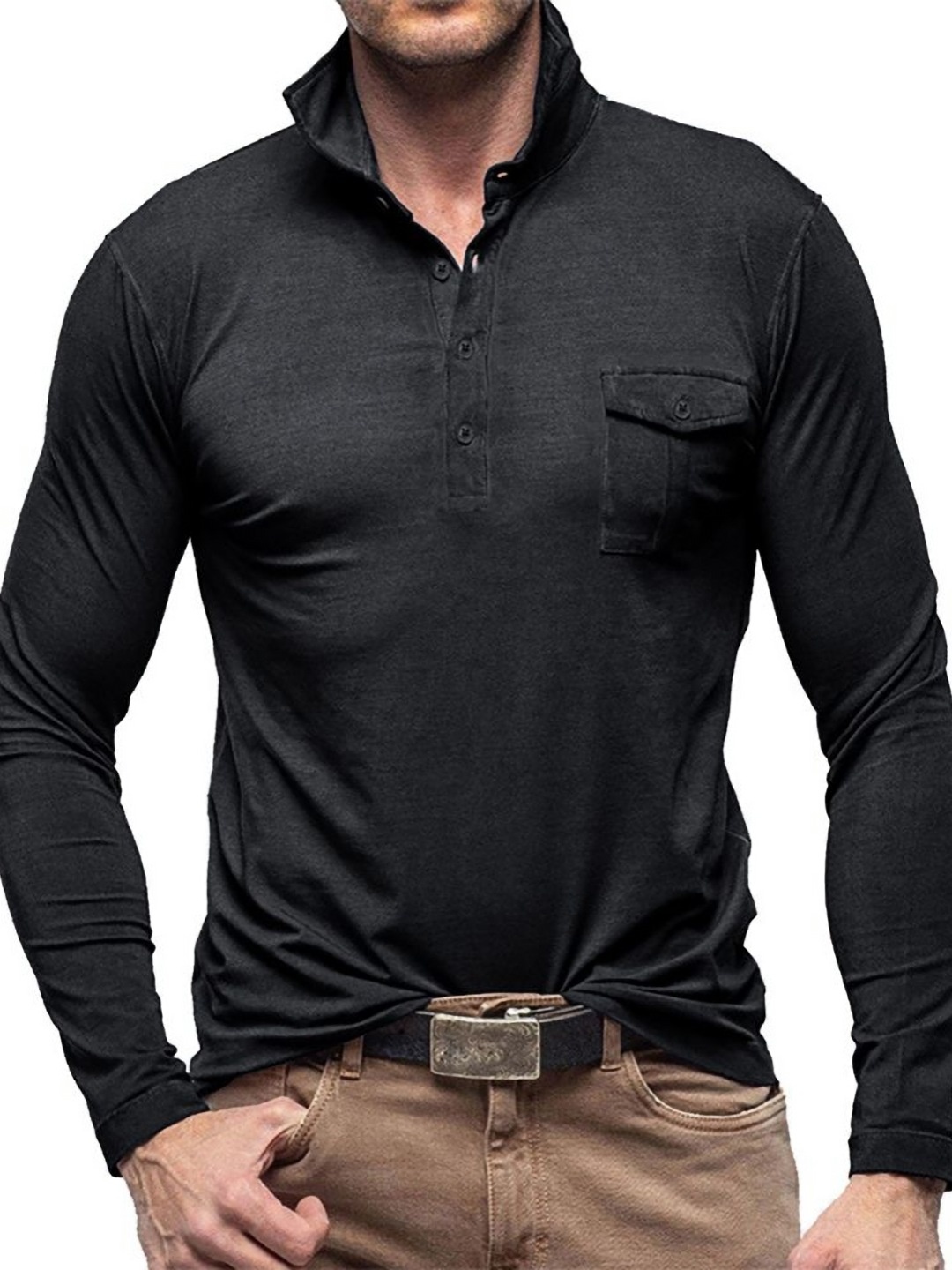 

StyleCast x Revolte Men Polo Collar T-shirt, Black