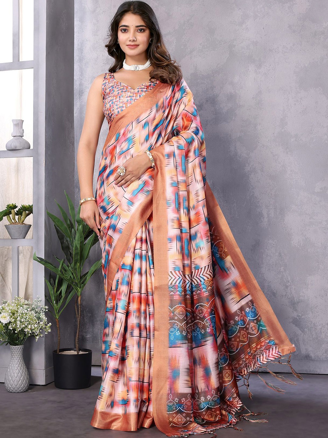 

KALINI Art Silk Saree, Orange