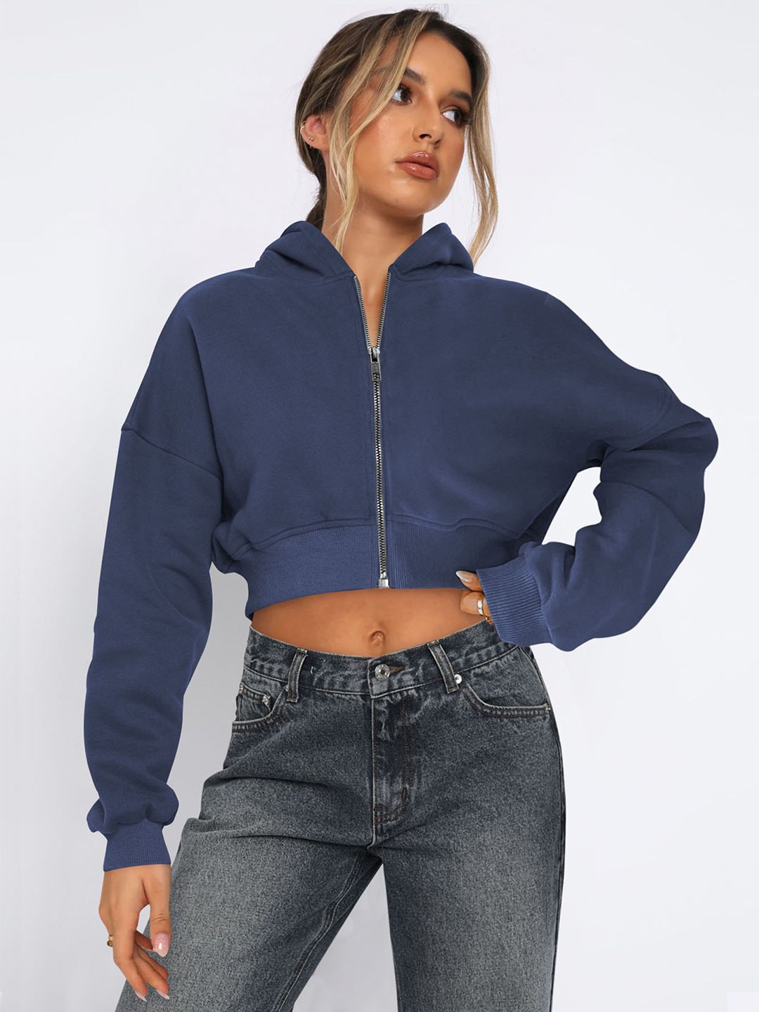 

StyleCast x Revolte Women Lightweight Crop Open Front Jacket, Blue