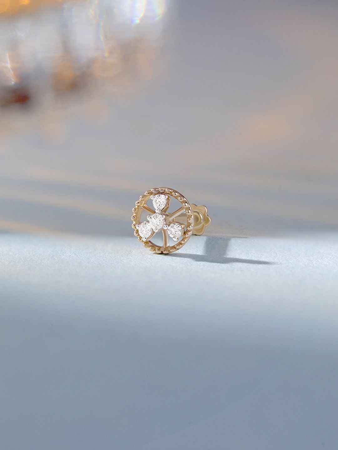 

Mia by Tanishq 14KT Diamond Nose Pin-0.32g, Gold