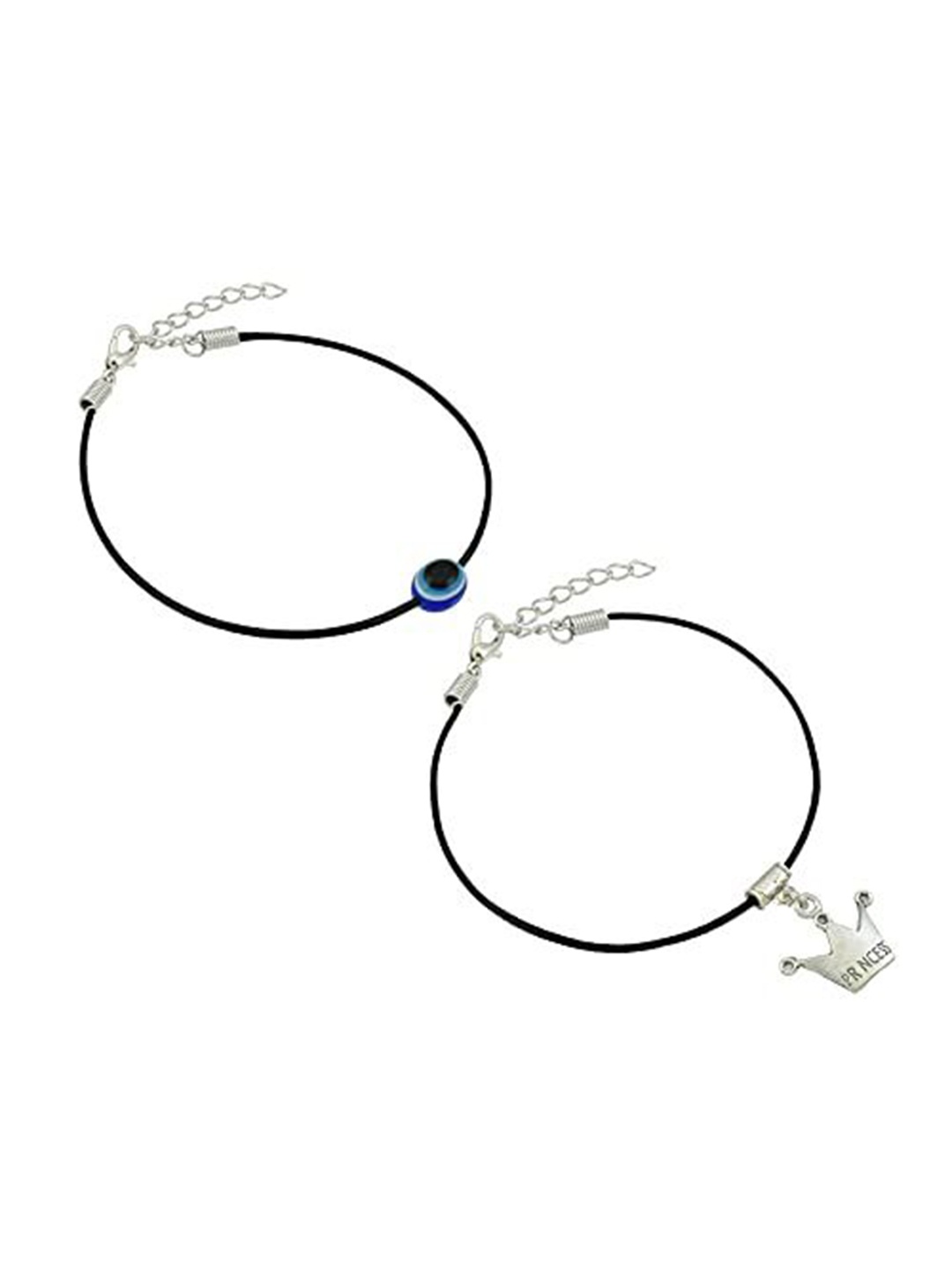 

HIGH TRENDZ Women Set of 2 Anklets, Black