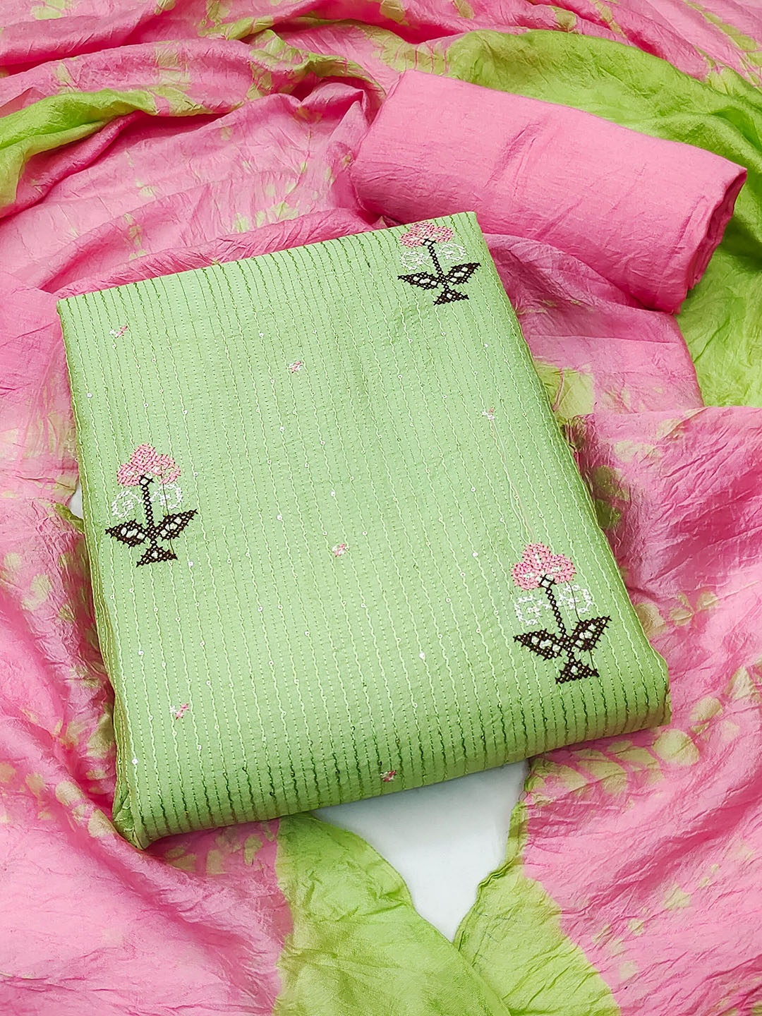 

Maroosh Embroidered Unstitched Dress Material, Green