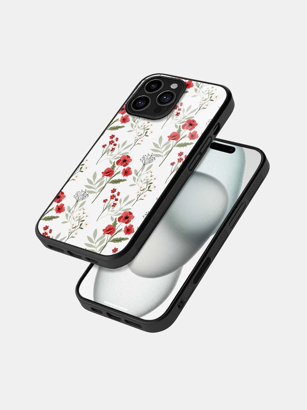 

macmerise Floral Printed iPhone 16 Pro Max Bumper Case Mobile Accessories, Black