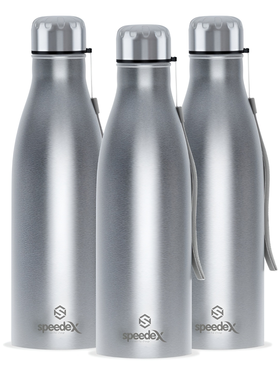 

Speedex Silver-Toned Set of 3 Stainless Steel Solid Water Bottle