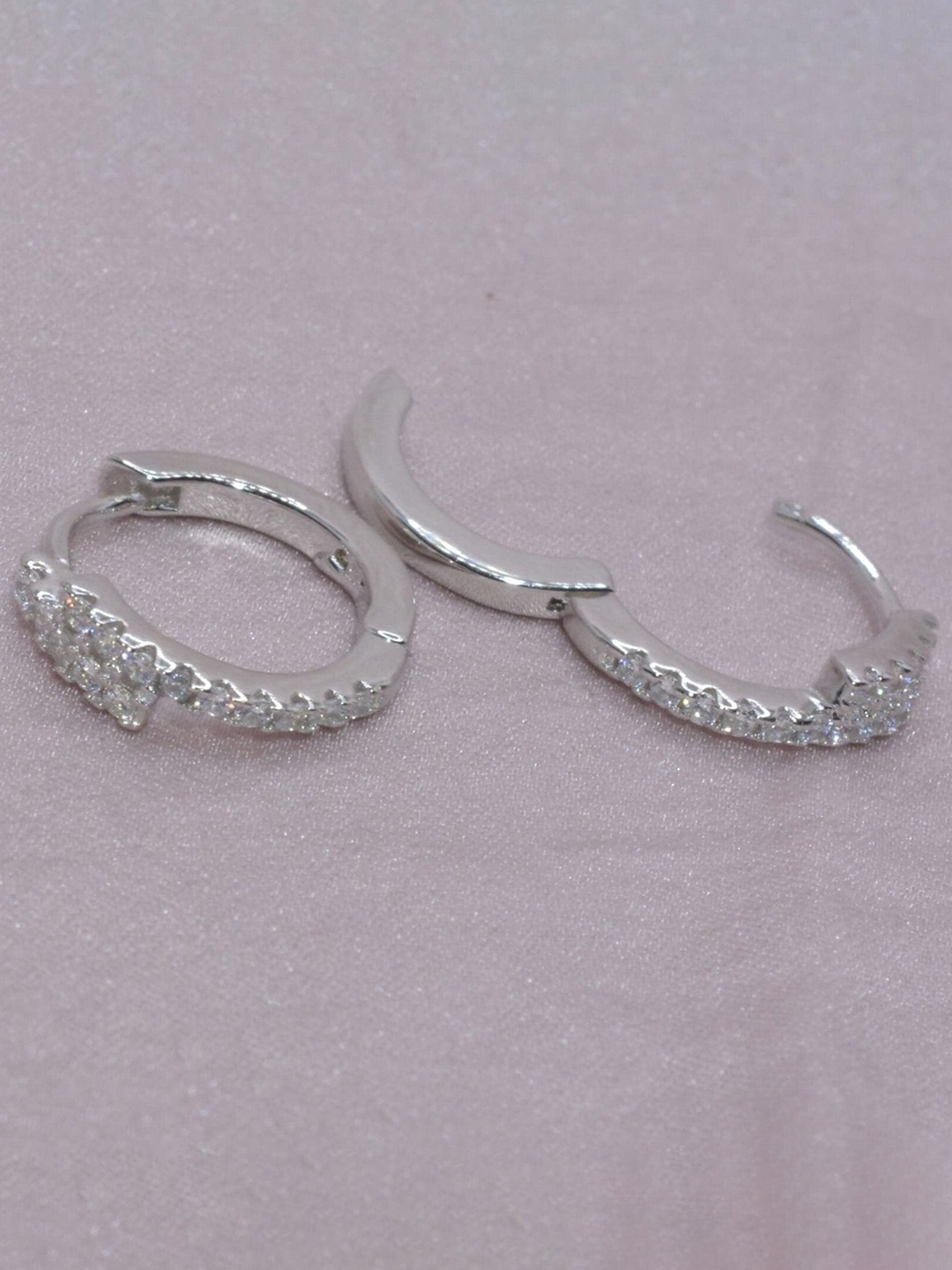 

Luxevogue Classic Round Sterling Silver Rhodium-Plated Cubic Zirconia Hoop Earrings