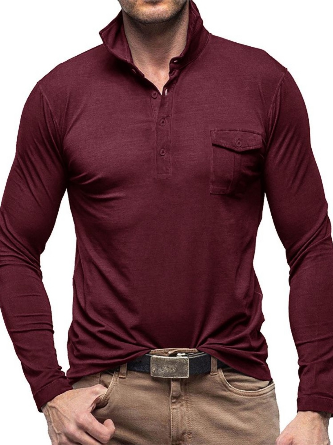 

StyleCast x Revolte Men Polo Collar T-shirt, Maroon