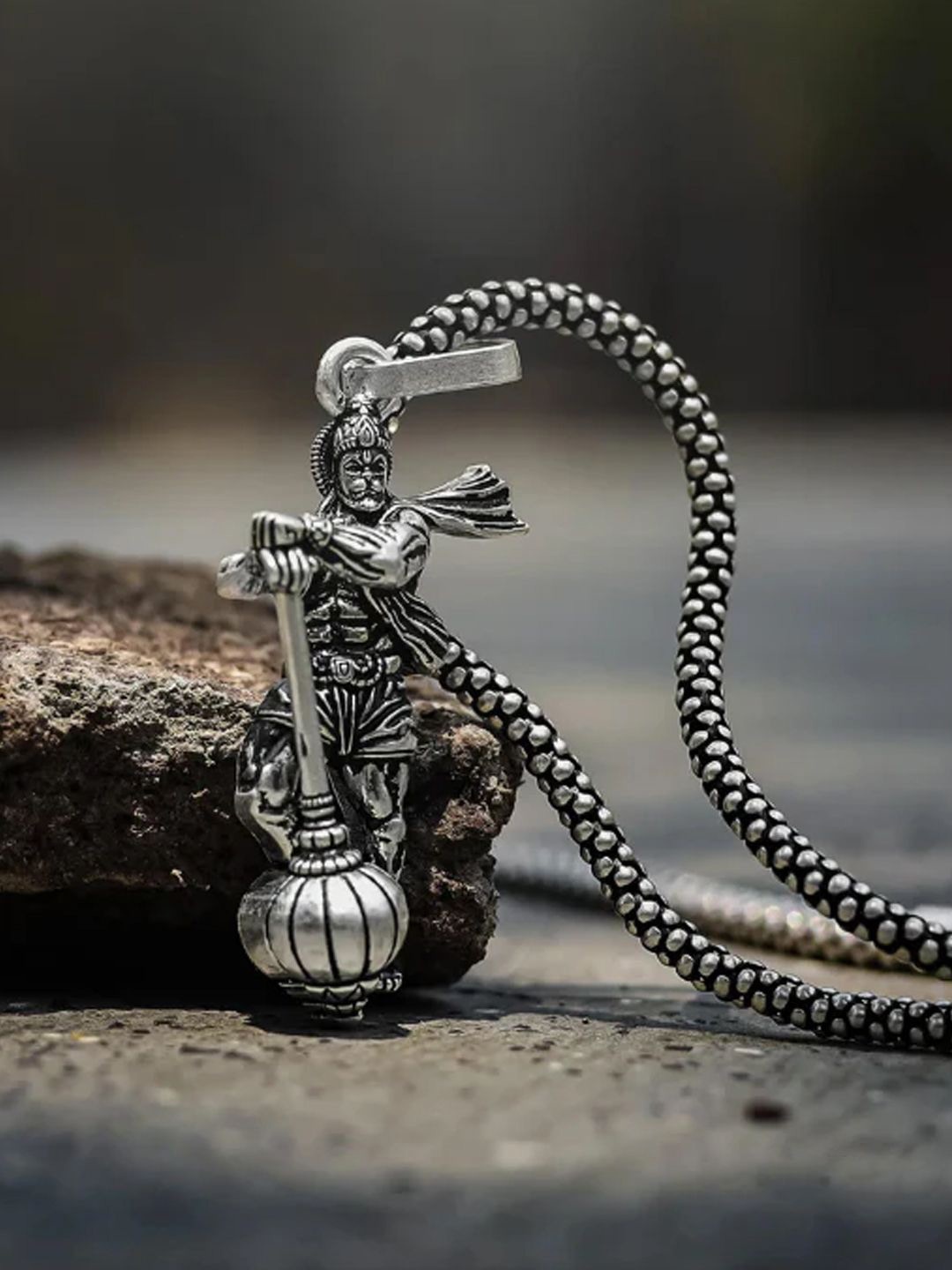 

The Roadster Lifestyle Co Men Divine Strength Hanumanji Pendant Comes With Chain, Silver