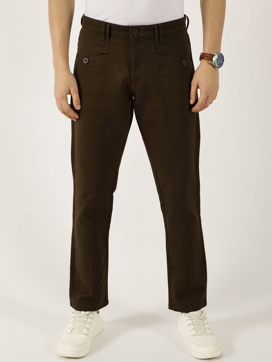 

Thomas Scott Men Smart Easy Wash Cargos Trousers, Olive